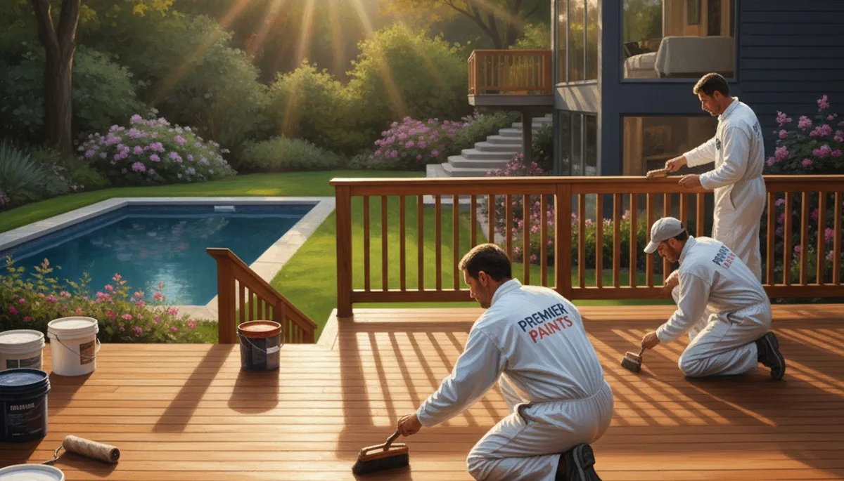 Austin, TX deck staining by painters for weather protection and rich wood finish