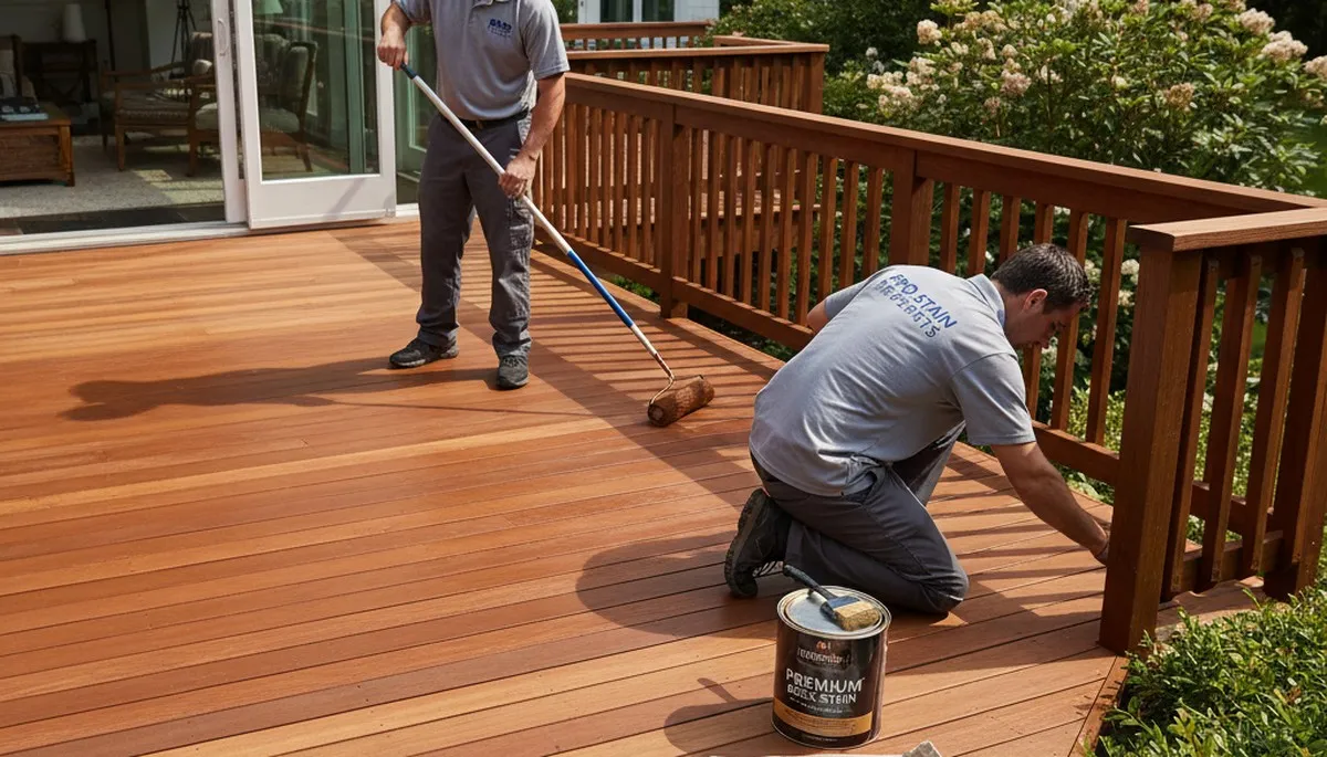 Austin, TX deck staining service by Austin Paint Pros protecting and beautifying wood decks