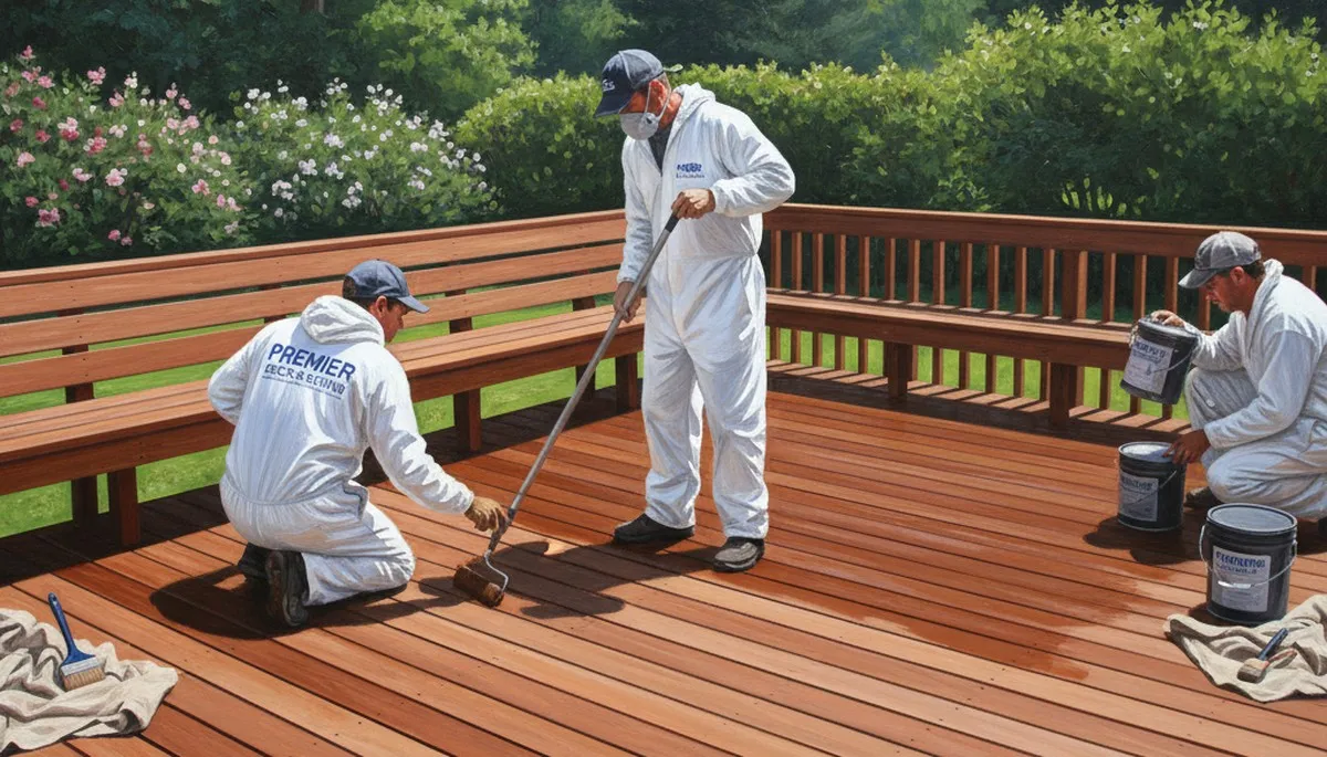 Austin, TX deck staining service by Austin Paint Pros protecting wood from heat and UV exposure