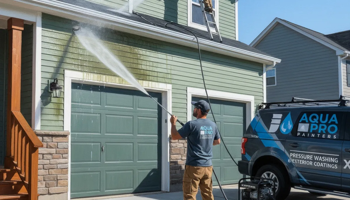 Austin, TX painters pressure clean vinyl siding to remove mold, algae, and dirt