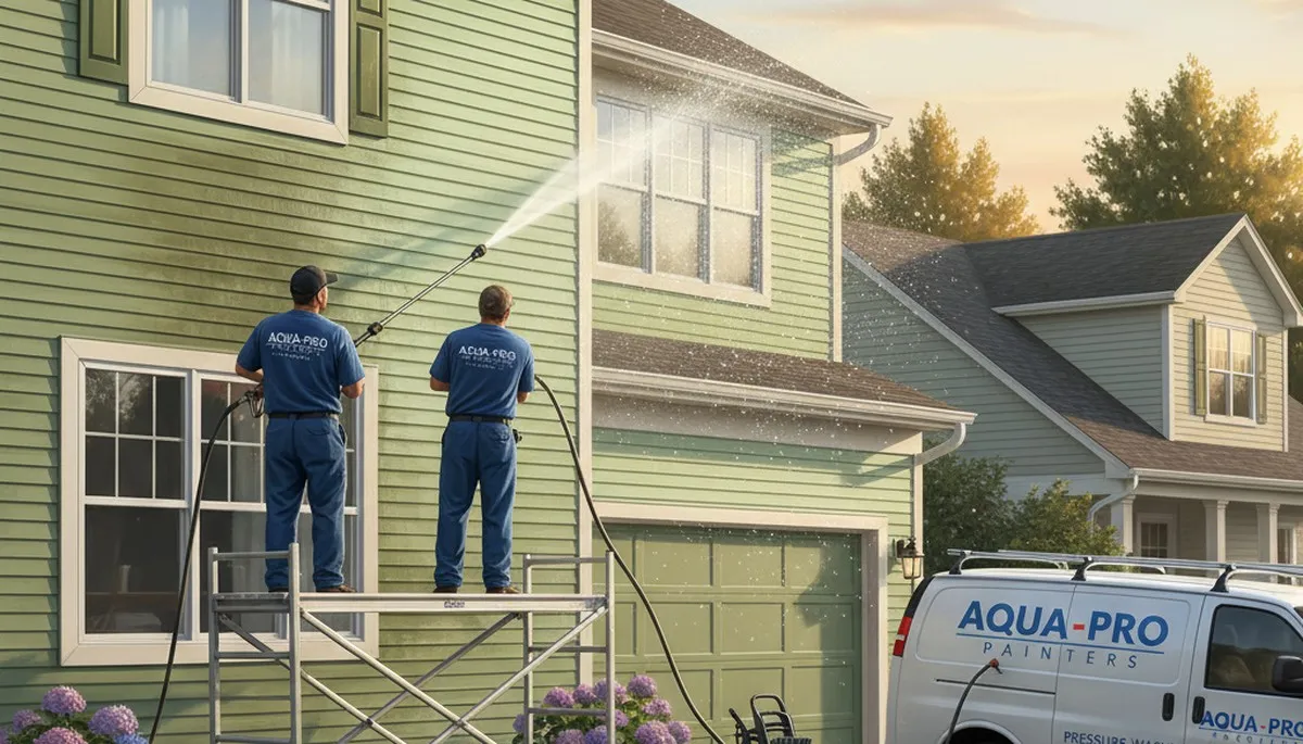 Austin, TX vinyl siding pressure cleaning for mold, algae, and dirt removal by Austin Paint Pros