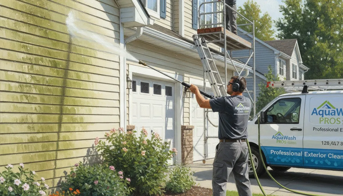 Austin, TX painters pressure washing vinyl siding to remove mold and dirt
